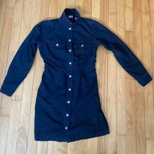 Levi's Black Denim Button Front Shirt Dress Size S